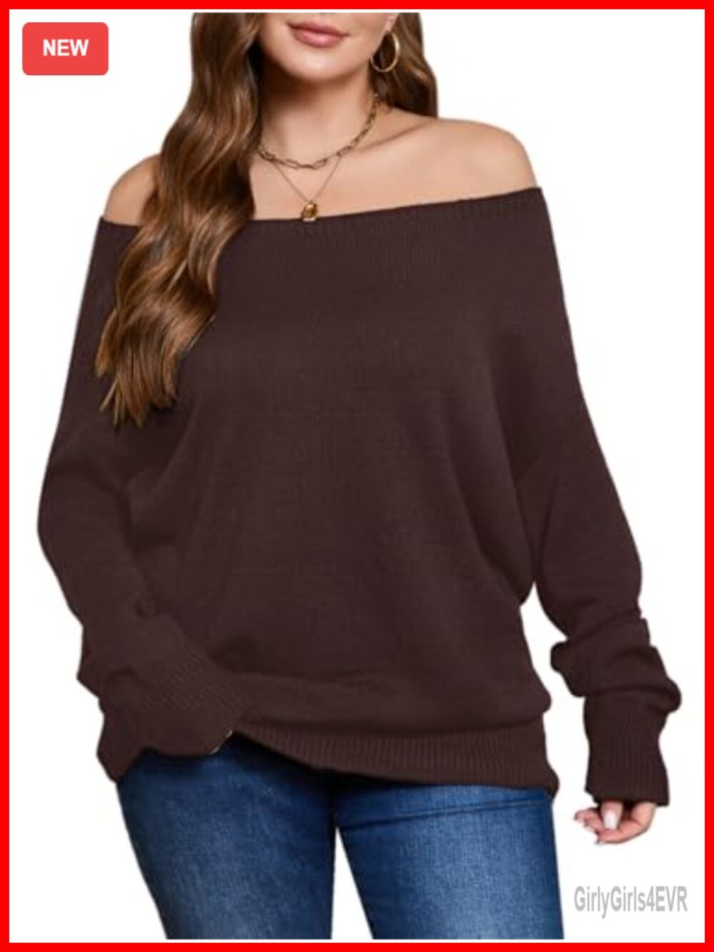 Plus Size Off Shoulder Sweater Long Sleeve Knit Pullover Fall Tunic Top